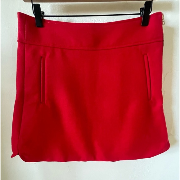 JCREW 100% wool Lined Skirt, 6 red J.Crew - Bright Red Mini Skirt -Holiday Party - Picture 1 of 9